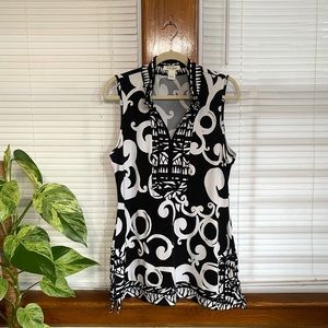 White House Black Market Women's Size Large Sleeveless Tunic Top All Over Print